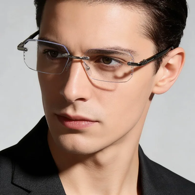 1PC Unisex Rimless Cut Edge Anti-Blue Light Glasses, Stylish Digital Screen Eyewear