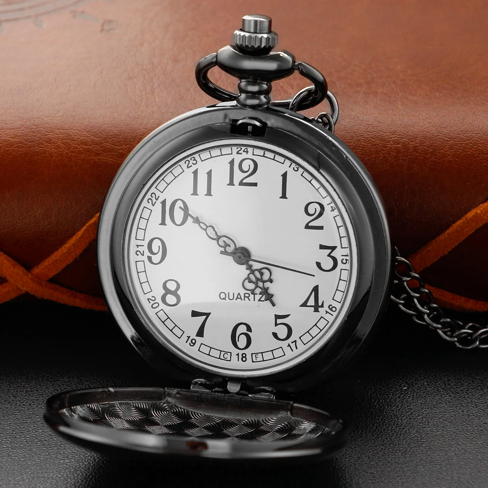 Black Smooth Texture Case with Digital Display Quartz Pocket Watch for My Son's Best Holiday Gift