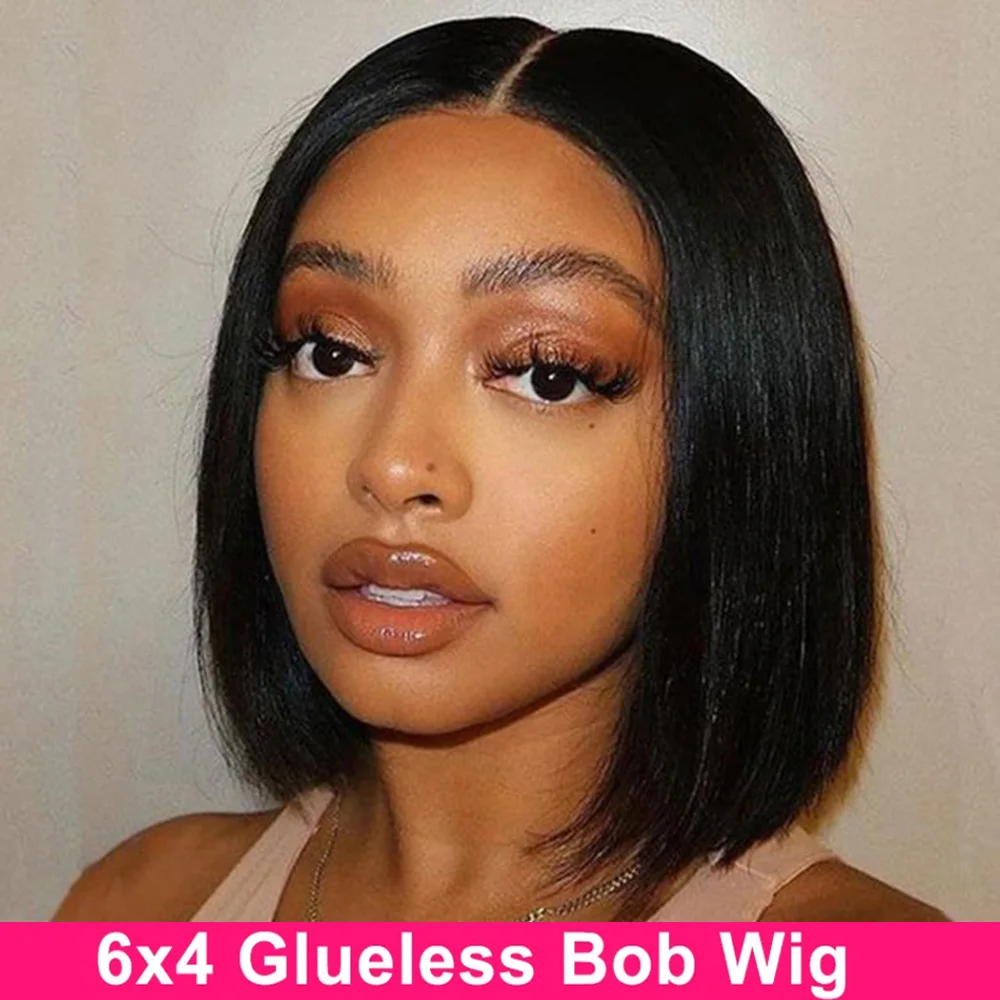 

6x4 HD Lace Frontal Straight Bob Wigs Brazilian Human Hair Wigs For Women Straight Wear Go Glueless Wig preplucked Precut Wigs