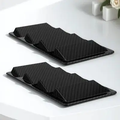 

2pcs Universal Car Hood Vent Cover Abs Engine Hood Air Vent Scoop Trim For Cooling Airflow Auto Exterior Parts