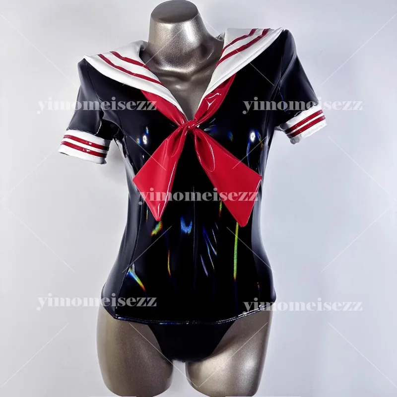 

customized One piece sailor suit colorful swimsuit performance suit comic exhibition jumpsuit mirror PU leather bodysuit