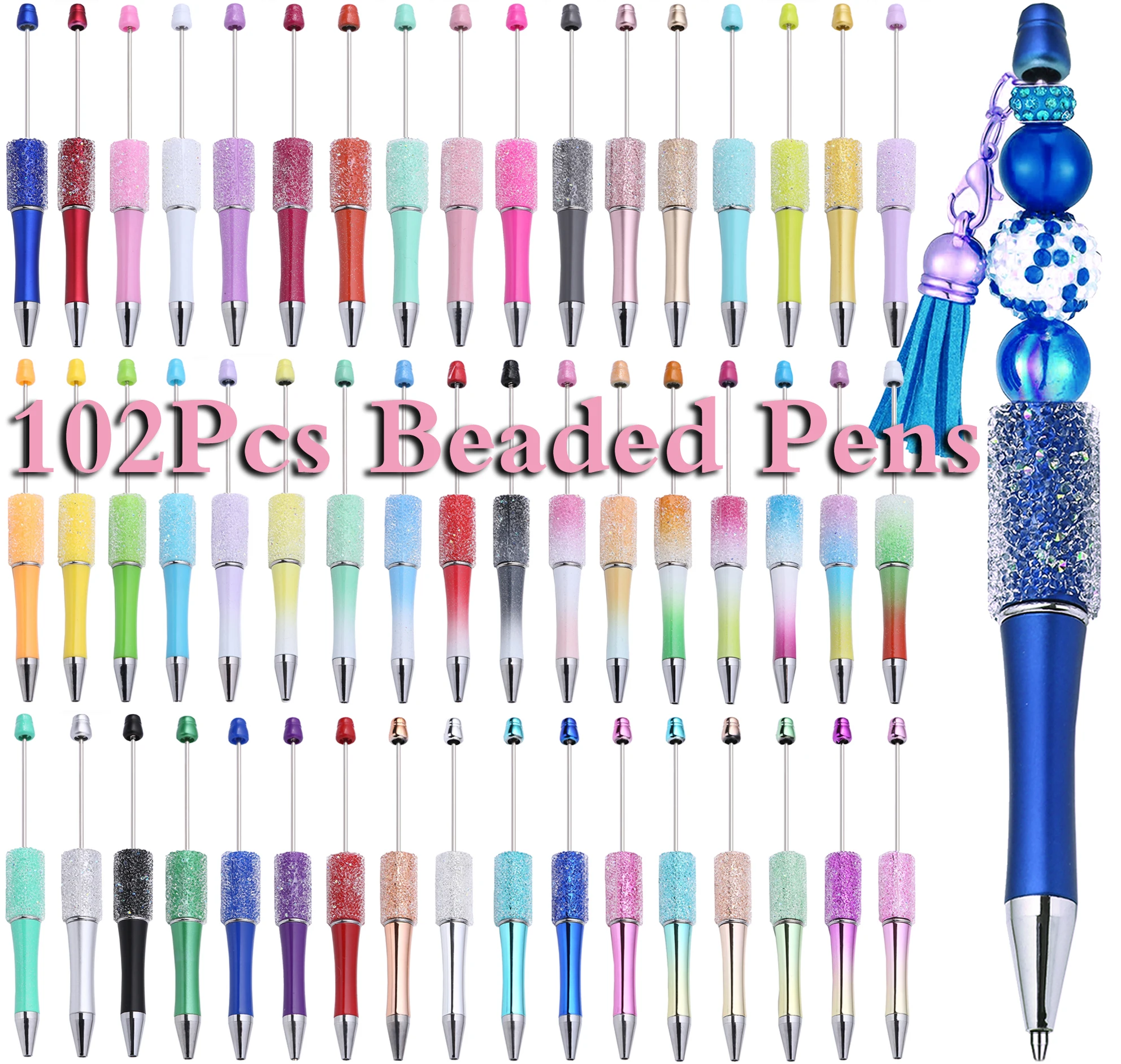 102Pcs Wholesale Full Star Beaded Pen Creative DIY Handmade Sticker Set Diamond Beaded Ballpoint Pens Advertising Gift Pen