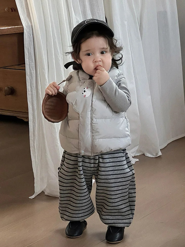 2025New نمط الفتيان والفتيات أسفل سترة الرضع سميكة سترة دافئة الطفل أكمام أسفل سترة فئة #4