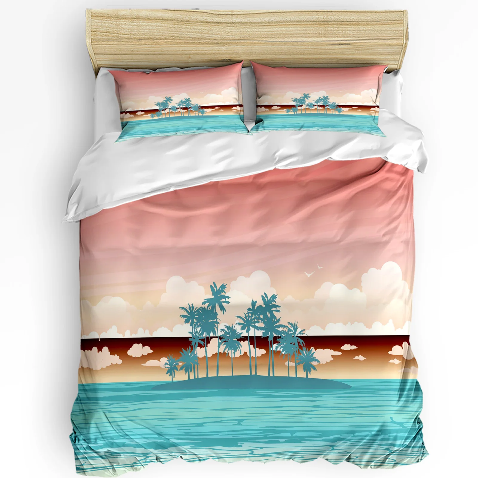 

Dusk Beach Coconut Trees Bedding Set 3pcs Boys Girls Duvet Cover Pillowcase Kids Adult Quilt Cover Double Bed Set Home Textile