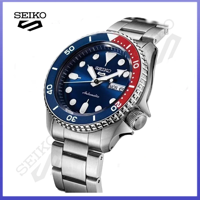 SEIKO 5 Mechanical Watch Men\'s Series Waterproof Steel Band Round Rotatable Digital 100%Original Automatic Wristwatches SRPD53K1