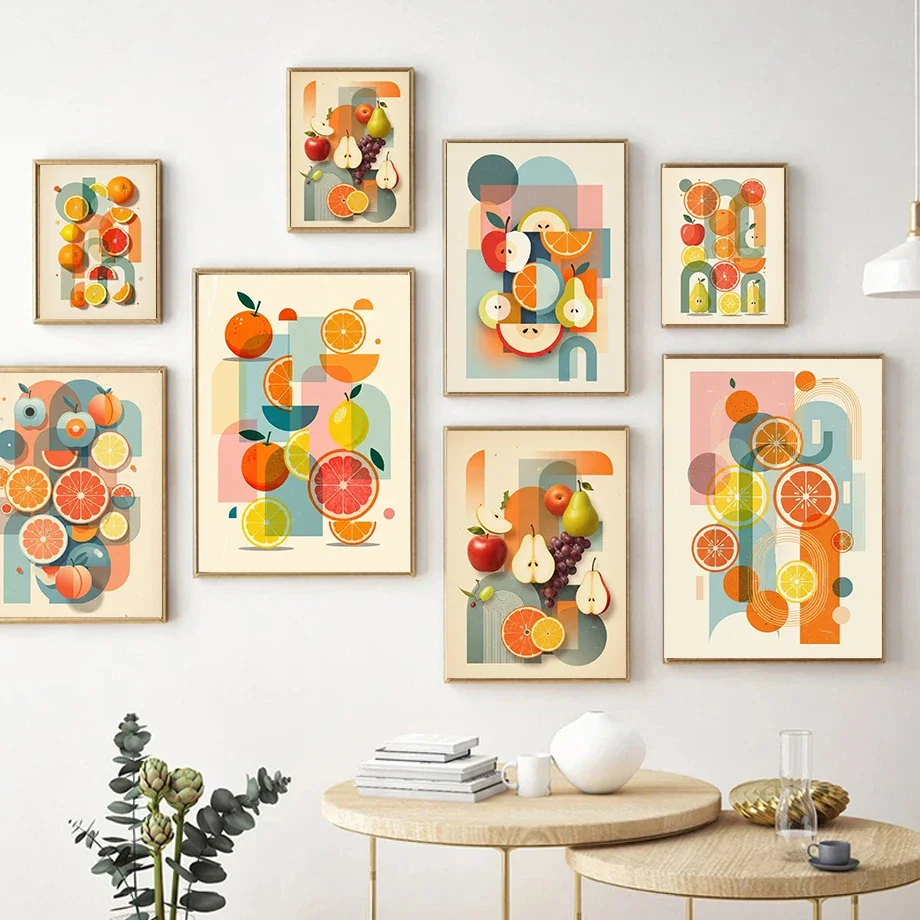 1pc frameless Canvas painting Vibrant Abstract Fruit Still Life Posters Citrus Pear Grape Modern Prints Canvas Wall Art Pictures