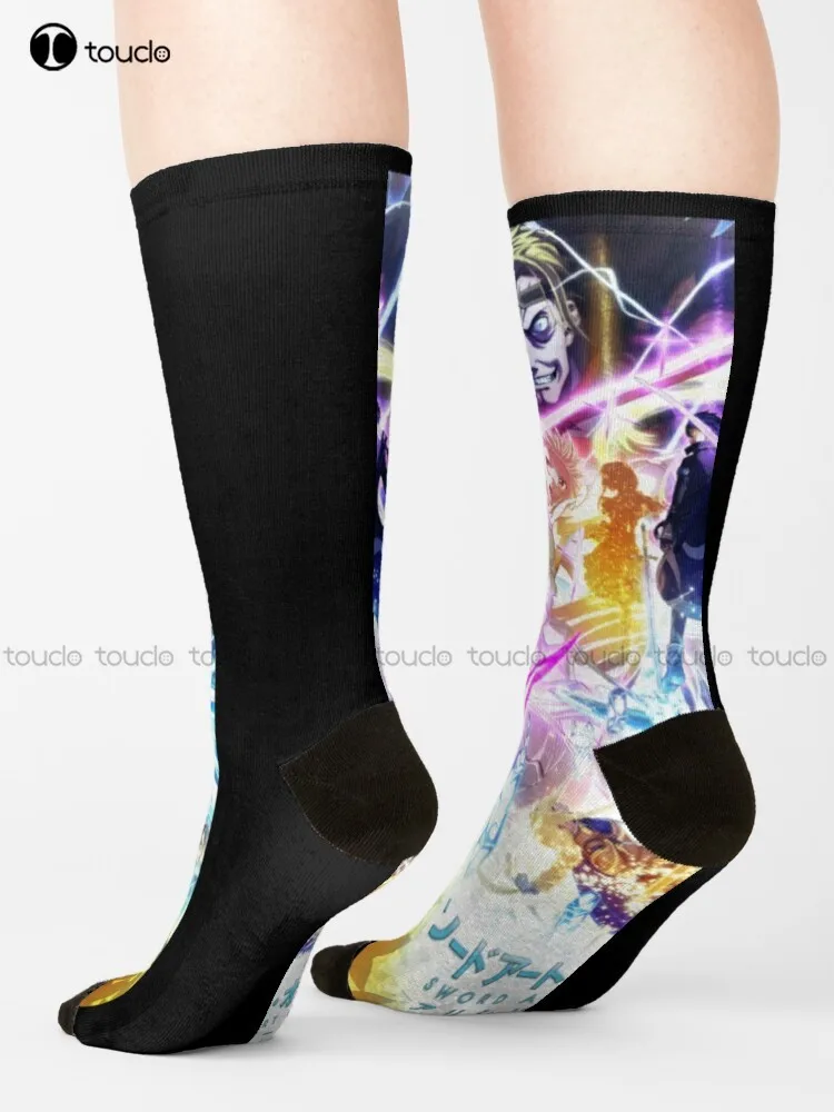 Sword Art Virtual World Anime Poster Socks Cotton Socks For Men Personalized Custom 360° Digital Print Gift Harajuku Colorful