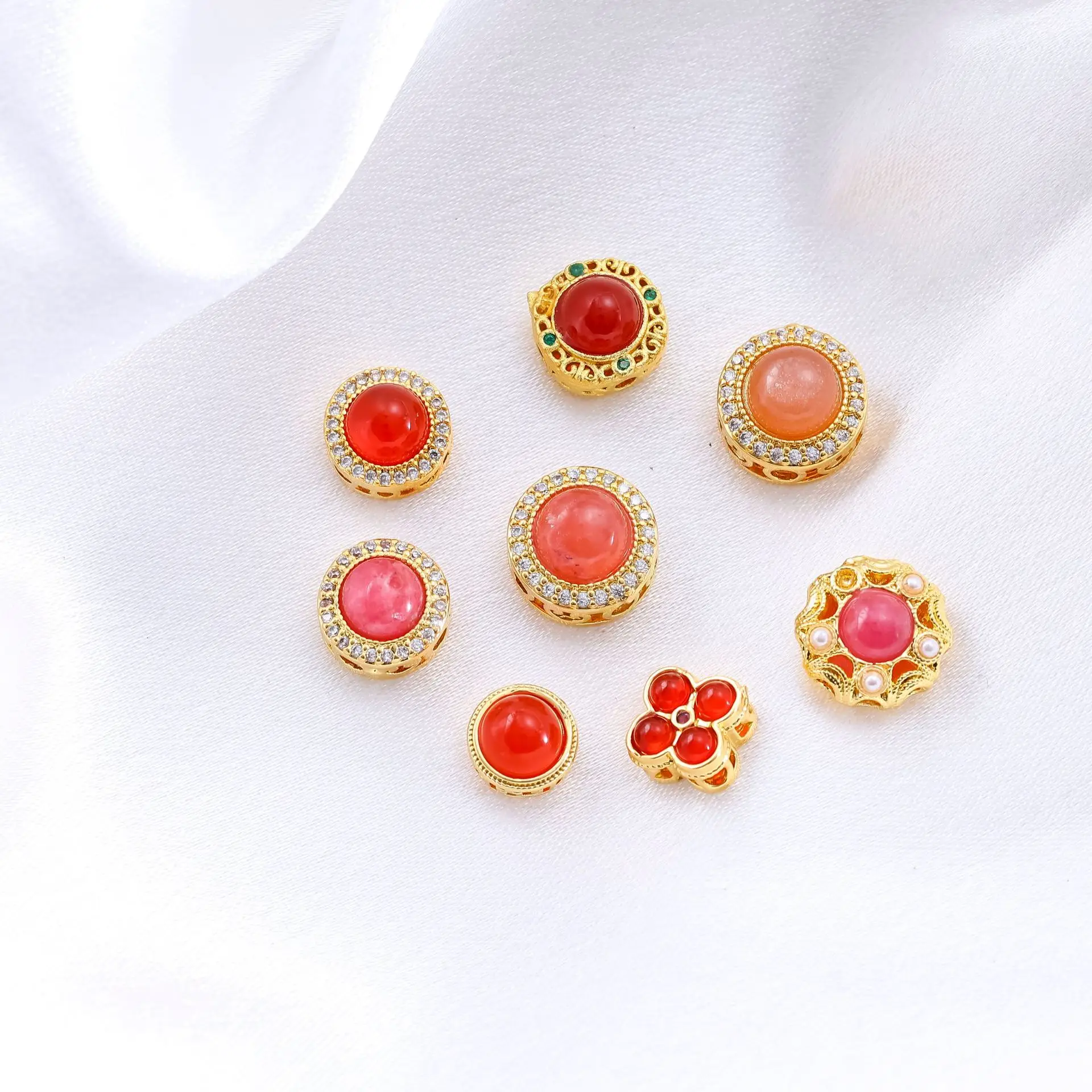 1pcs Red Agate Ring Face Multi-pass High-grade Jewelry Spacer Bead Accessories DIY Pearl Bracelet Necklace Materials Wholesales