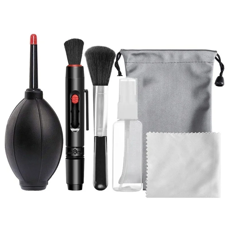 

6-In-1 Camera Cleaning Kits Professional Air Blower DSLR Lens Cloth Pen Brush Cleaning Tool For CCD Sensor Camera Lens Keyboards