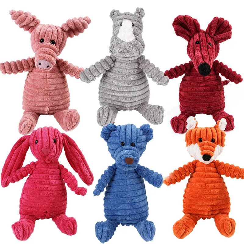 Plush Dog Toys Corduroy for Small Medium Dogs Animal Dog Squeaky Toy Bite Resistant Chew Toy Molar Teeth Cleaning Puppy Toys