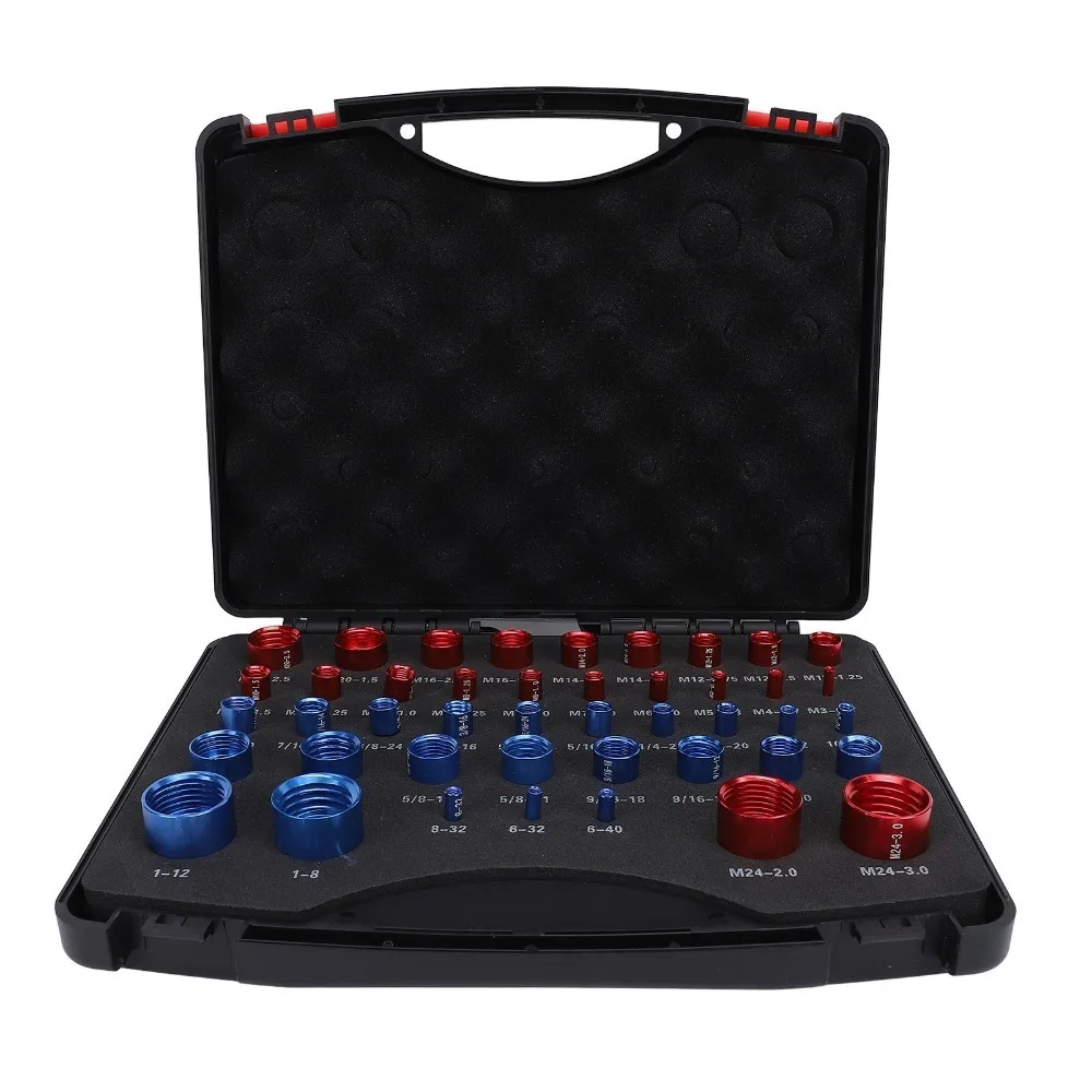 23 Inch Sizes Nut and Bolt Thread Checker Aluminum Red and Blue Thread Gauge Set Organizer Box 21 Metric Sizes