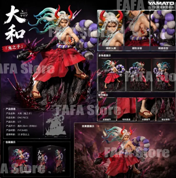 Nueva Estatua de Resina de One Piece, Yamato Raimei Hakke GK, 20 cm, PVC, Raimei Hakke con Efecto Kanabo, Base de Roca, Figuras Coleccionables, Modelos