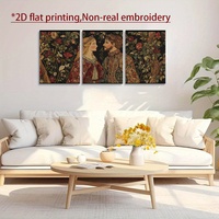 3pcs Elegant Medieval Tapestry Canvas Wall Art - Intricate Royal Couple Design, High-Quality Print, Framed or Unframed, Perfe