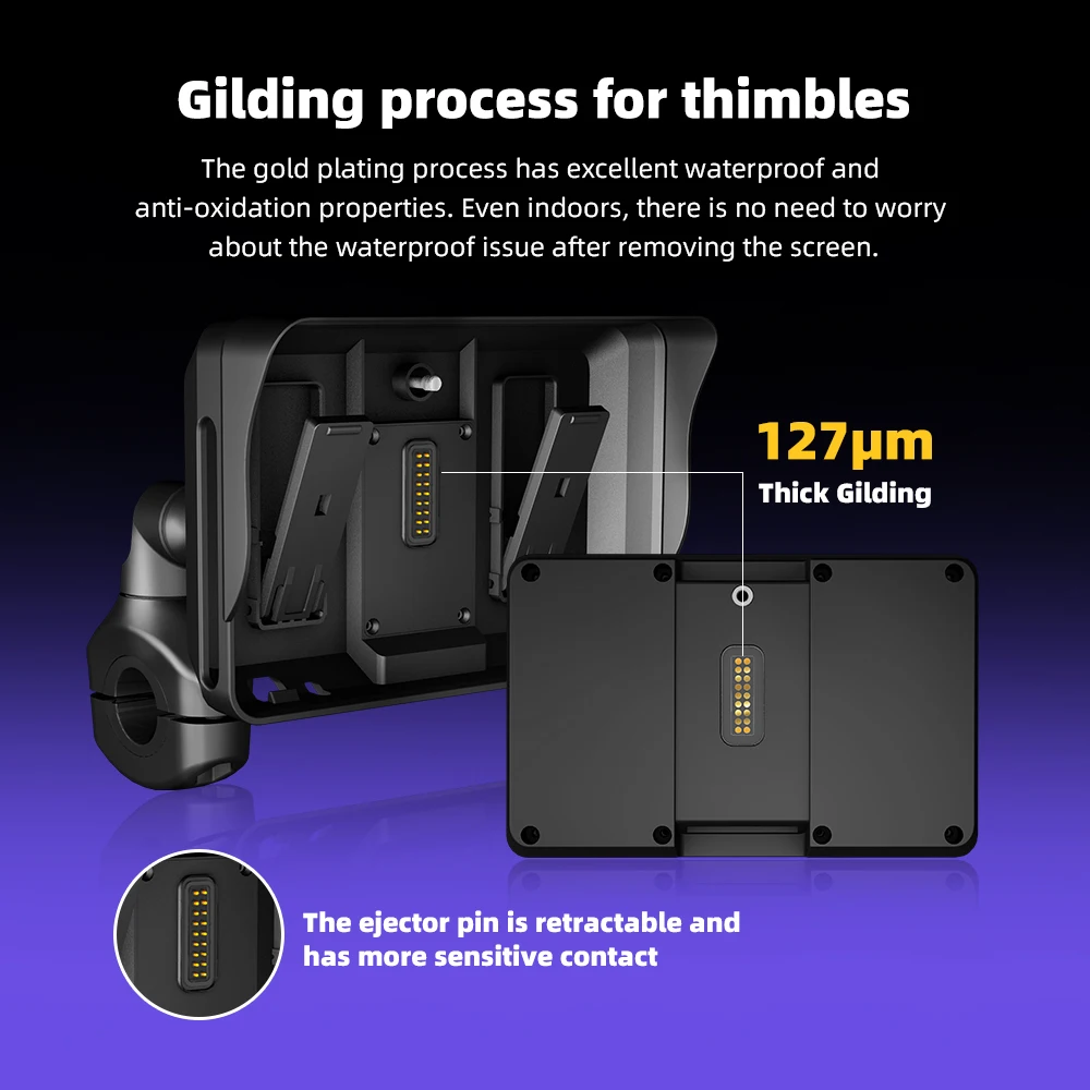 EKIY 5.0 "لوحة القيادة الرقمية المحمولة المضادة للسرقة شاشة قابلة للإزالة نظام تحديد المواقع للدراجات النارية الملاحة اللاسلكية CarPlay Moto Android Auto #4