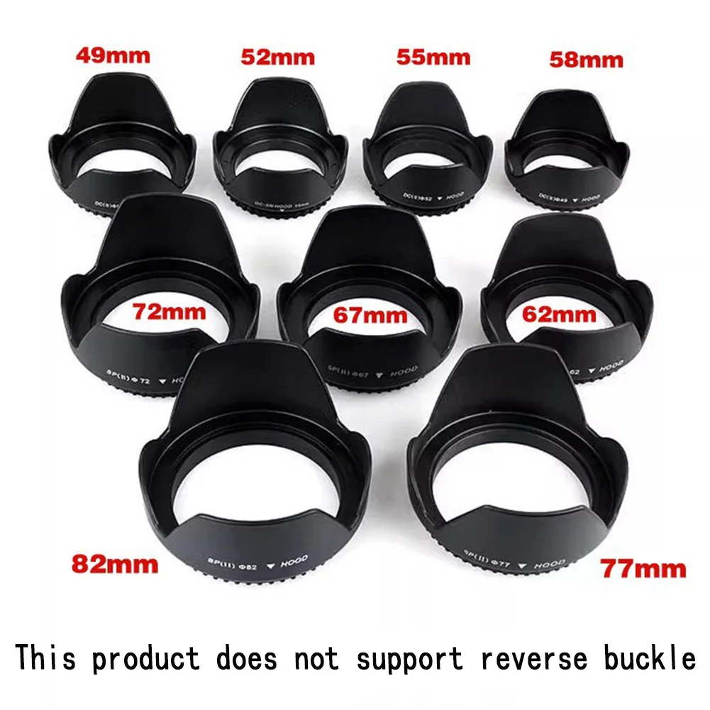 Universelle Gegenlichtblende 49mm 52mm 58mm 55mm 62mm 67mm 72mm 77mm 82mm Schraubbare Tulpen-Blütenblatt-Filter mit Gewinde für Kameraobjektivschutz