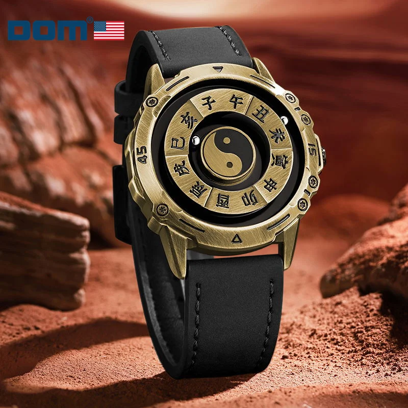 DOM 1737 Personalized Bronze fashionable student floating magnetic pointer free ball bearing creative simple quartz watch