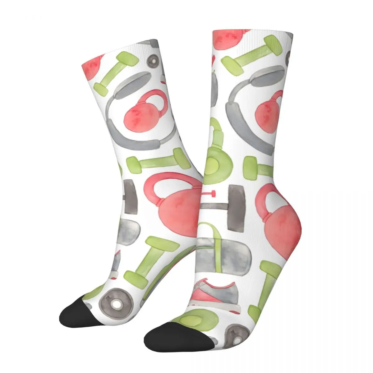 Funny Happy Weights Pattern Men's Socks Retro Harajuku Gym Hip Hop Novelty Pattern Crew Crazy Sock Gift Printed