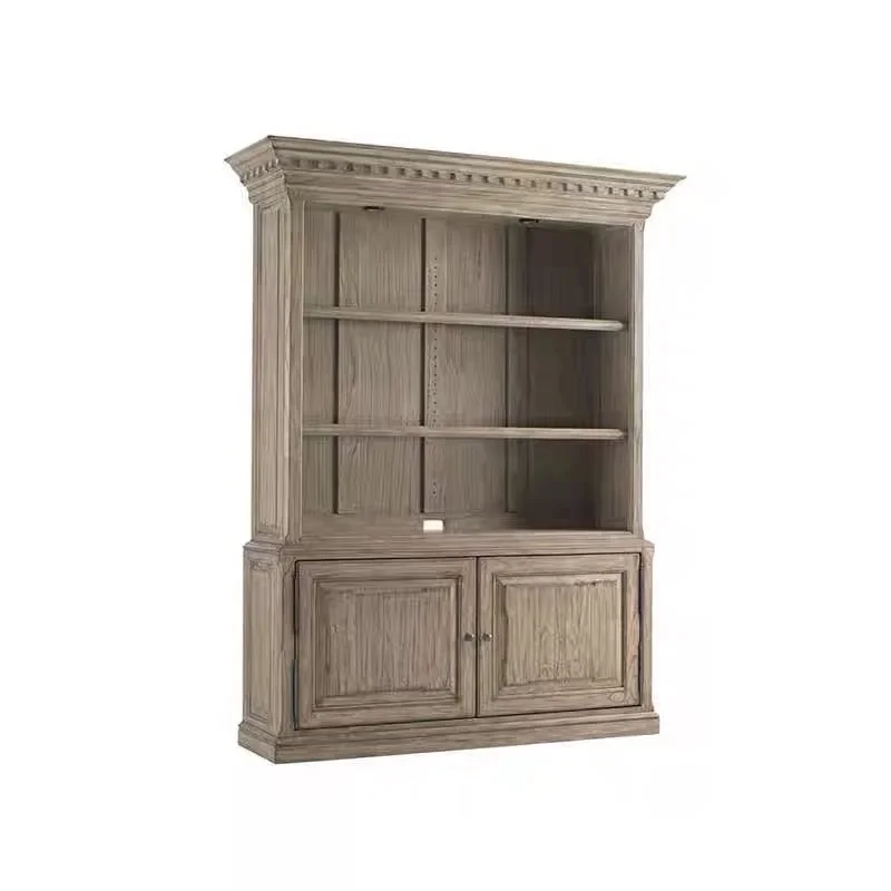 

American high-end retro open display floor-to-ceiling side cabinet carved locker design practical