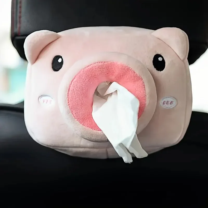 Cute Cartoon Car Plush Napkin Holder Universal Auto Home Room Decor Animal Tissue Box Paper Case Accessory