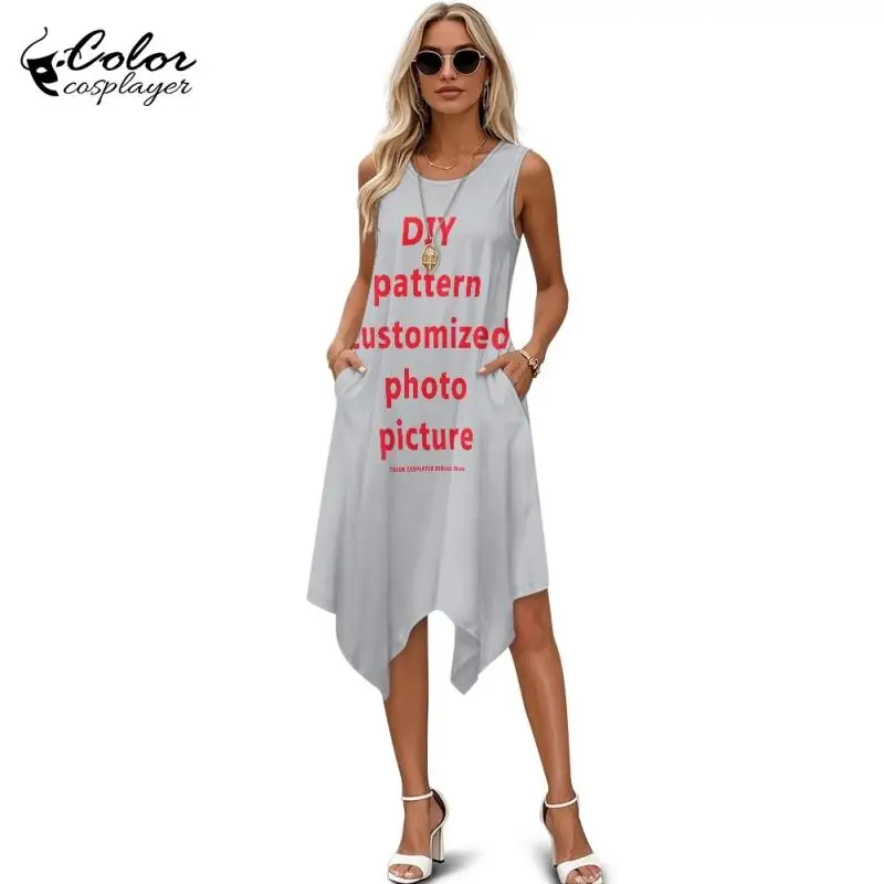 

Color Cosplayer Customized Tank Dress Anime Pattern Diy Robe Halloween Cosplay Costume Carnival Festival Fan Club Adult Wear