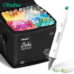 Ohuhu Oahu 120 Colors Marker Pen Set Alcohol Art Markers Dual Tips Felt Pen Sketching Drawing Graffiti Manga School Art Supplies
