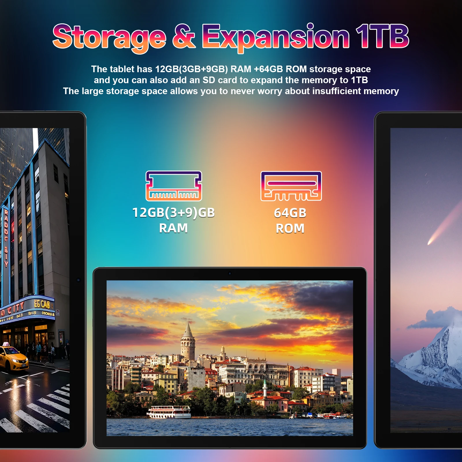 New BAKEN 10-inch Android 15 tablet with 64GB storage, keyboard, leather case, stylus, mouse, Wi-Fi, GPS, Bluetooth