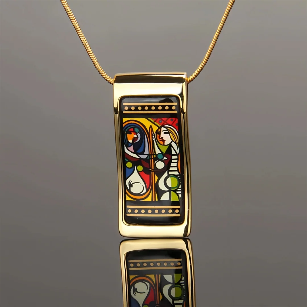 New Cloisonne Charms Pendant Necklaces for Women Enamel Pattern Gilded Fashion Charm Fine Choice Jewelry Lover‘s Gift Wholesale