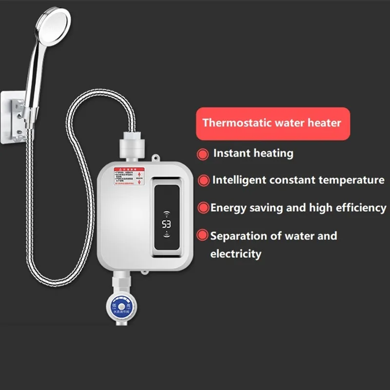 

220V 3500W Home Mini Electric Shower Kitchen Tankless Water Heater Instantaneous Storage-free Hot Water Heating Machine