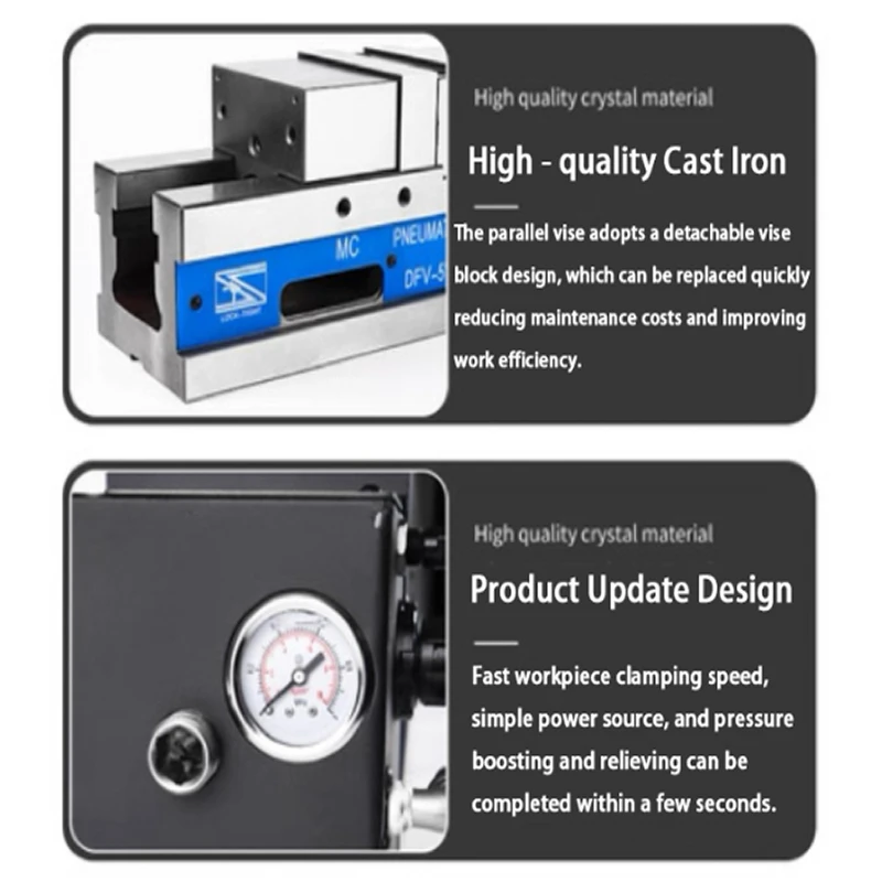 4 Inch Pneumatic Vise CNC Computer Pneumatic Clamp Right Angle Vise 0- 250MM Milling Machine Precision Vise Hydraulic Vice