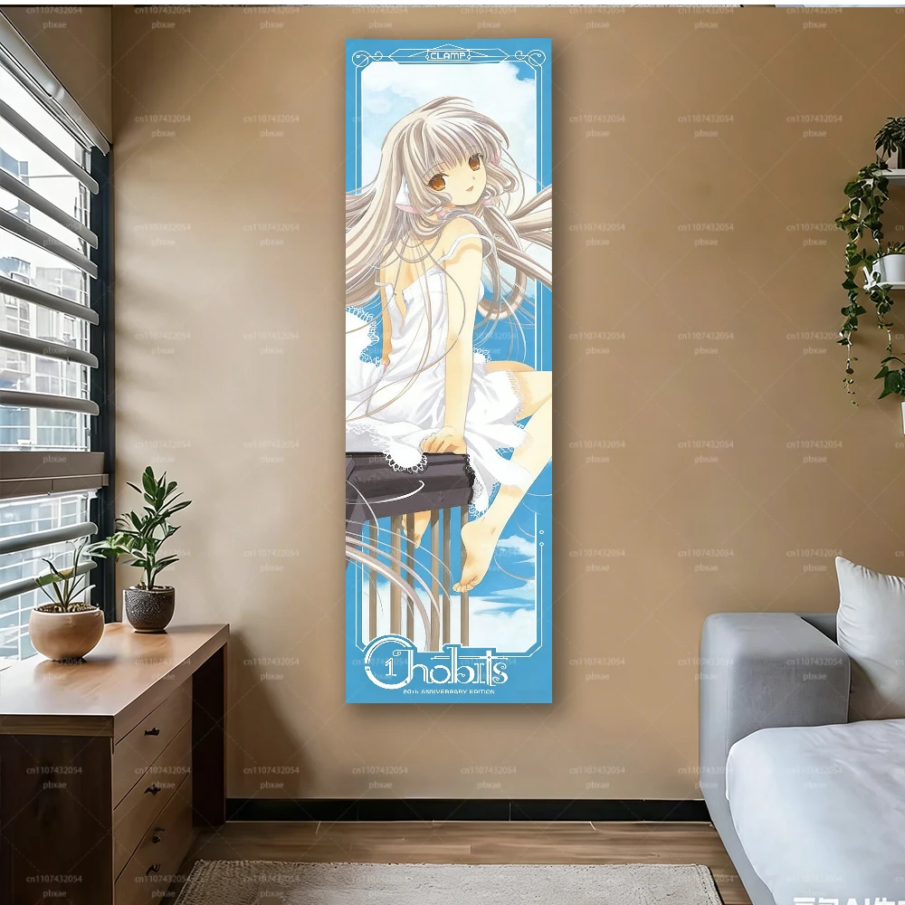 Chi Vertical Long Tapestry Anime Pink Aesthetic Wall Hanging for Girls Dorm Bedroom Decor
