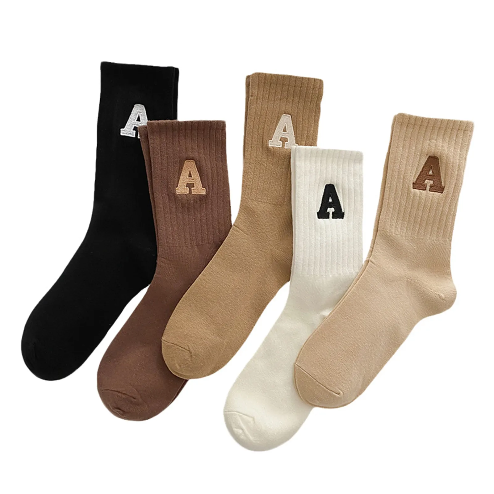 

Women's Cotton Socks New Autumn Casual Simple Solid Color Winter Warm Socks For Women Korean Style Middle Tube Girls Pile Socks