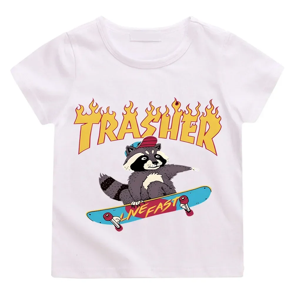 Trasher Painting Summer Clothing Creative T-shirt Boys Baby Girls Kids Clothes Tshirt Youth Brand Short Sleeve Tees Tops Kawaii