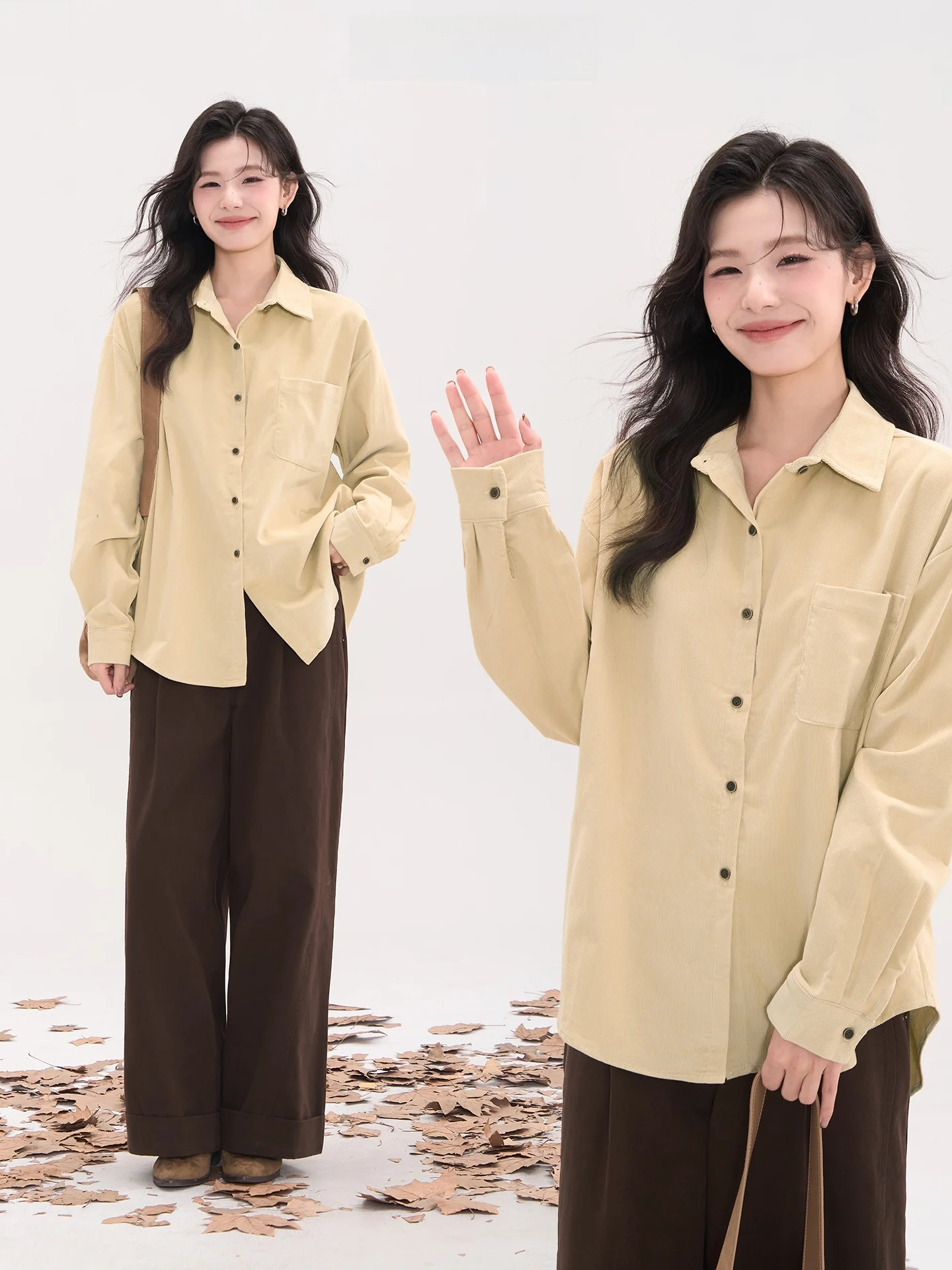 

Женская осенняя свободная рубашка-куртка Heme Cloud Flight из хлопка с длинным рукавом на пуговицах в классическом корейском стиле