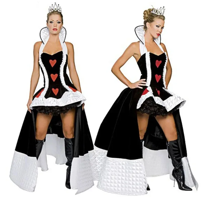 

Sexy Queen of Hearts Costume Women Adult Fantasy Party Cosplay Fancy Sexy Costume Disfraz Adulto Halloween Carnival Dress Up