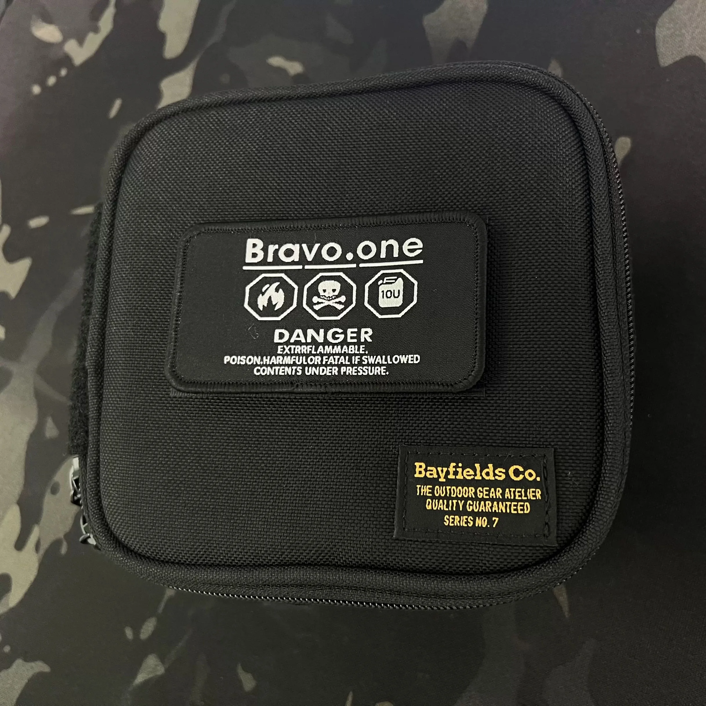 Bravo outdoor camping storage bag gas tank cover patch tactical bag morale patch black camouflage