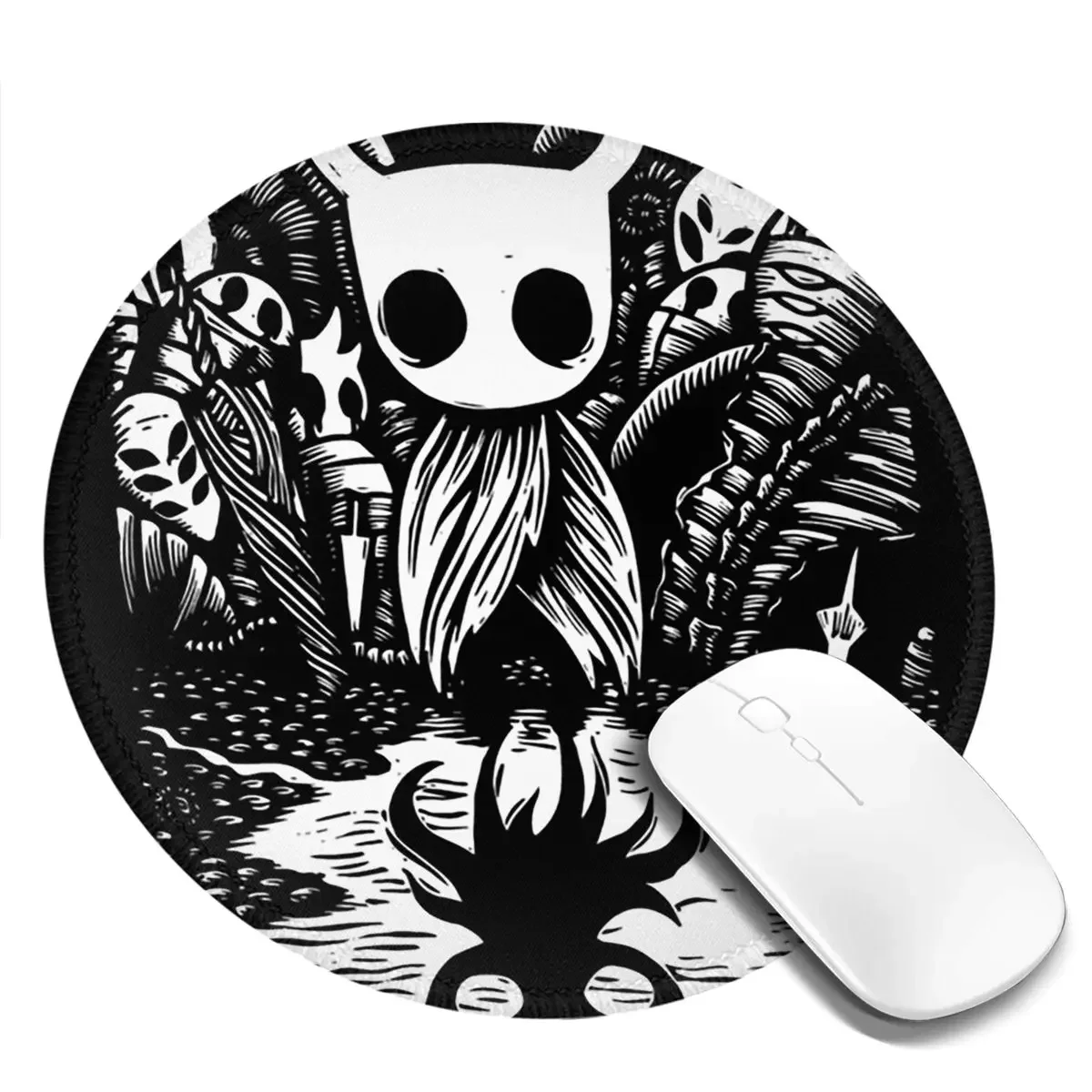 Ghost Knight Graphic Art Hollow Knight Funny Game Round Mouse Pad Computer Keyboard Mouse Mat Gaming PC Desk Mat