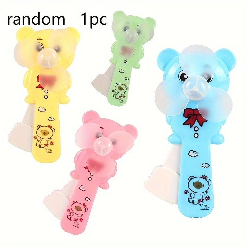 

Random 1pc cartoon bear press fan Creative outdoor travel cool hand pressure fan Portable small fan for children