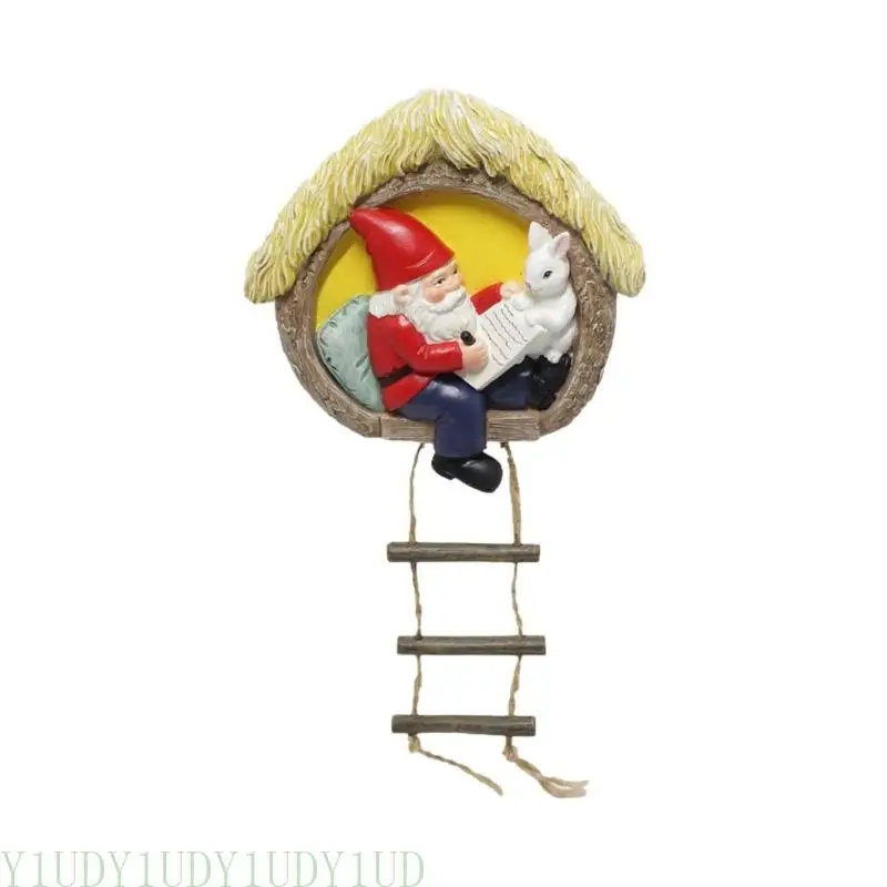 

Y1UD Artistic Resin Dwarf Ornaments House Tree Statues for Garden and Indoor Scene Decoration Outdoor Use