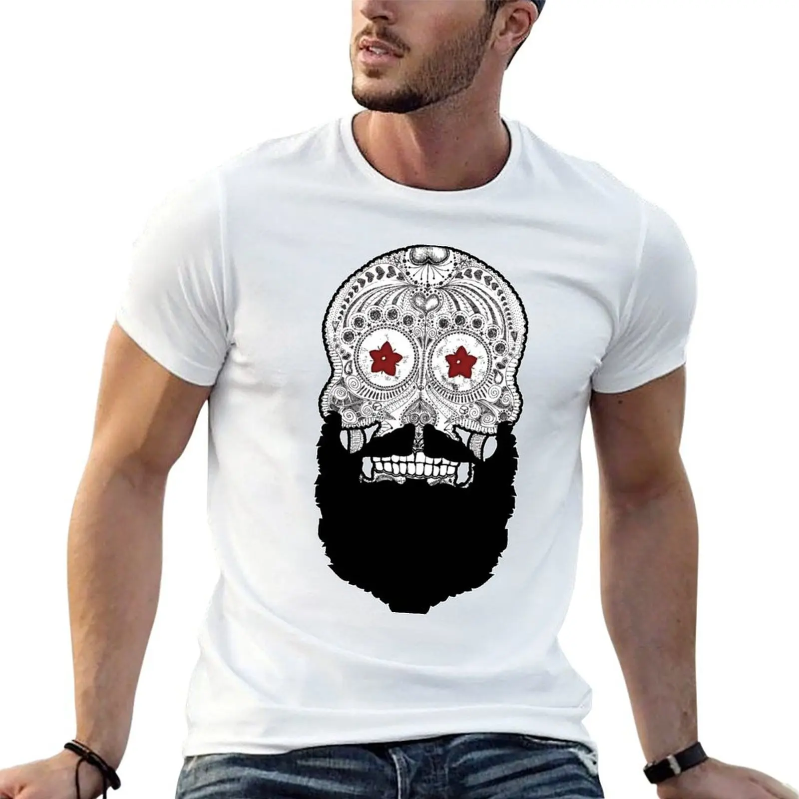 

Skull Beard T-Shirt man t shirt designer cotton t shirts high quality T-Shirt