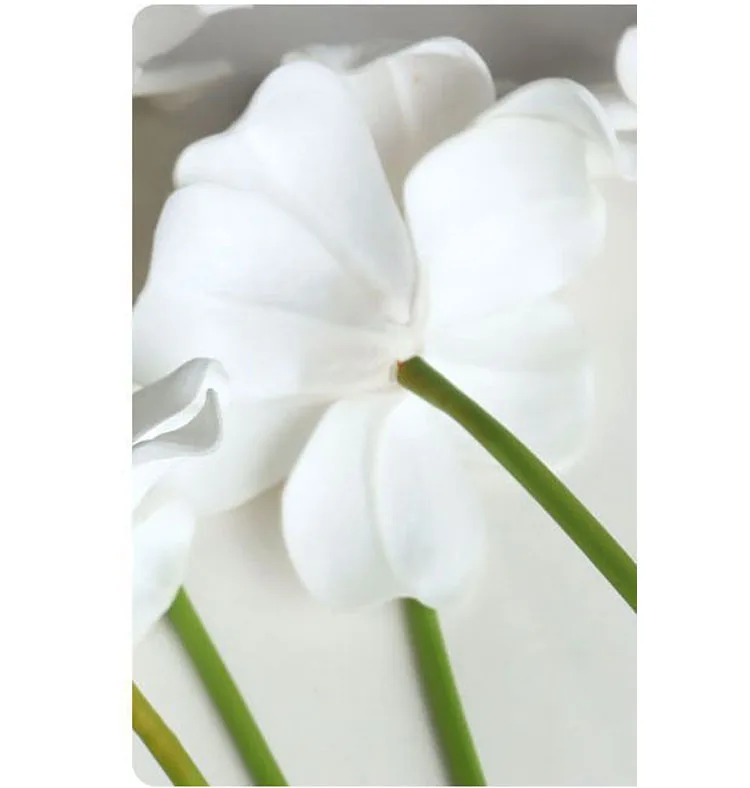 5 Stück künstliche weiße PU-Tulpen, Hochzeitsdekoration, Blumenarrangement, Brautstrauß, Party, Heimdekoration, künstliche Tulpenblumen – Detail 7