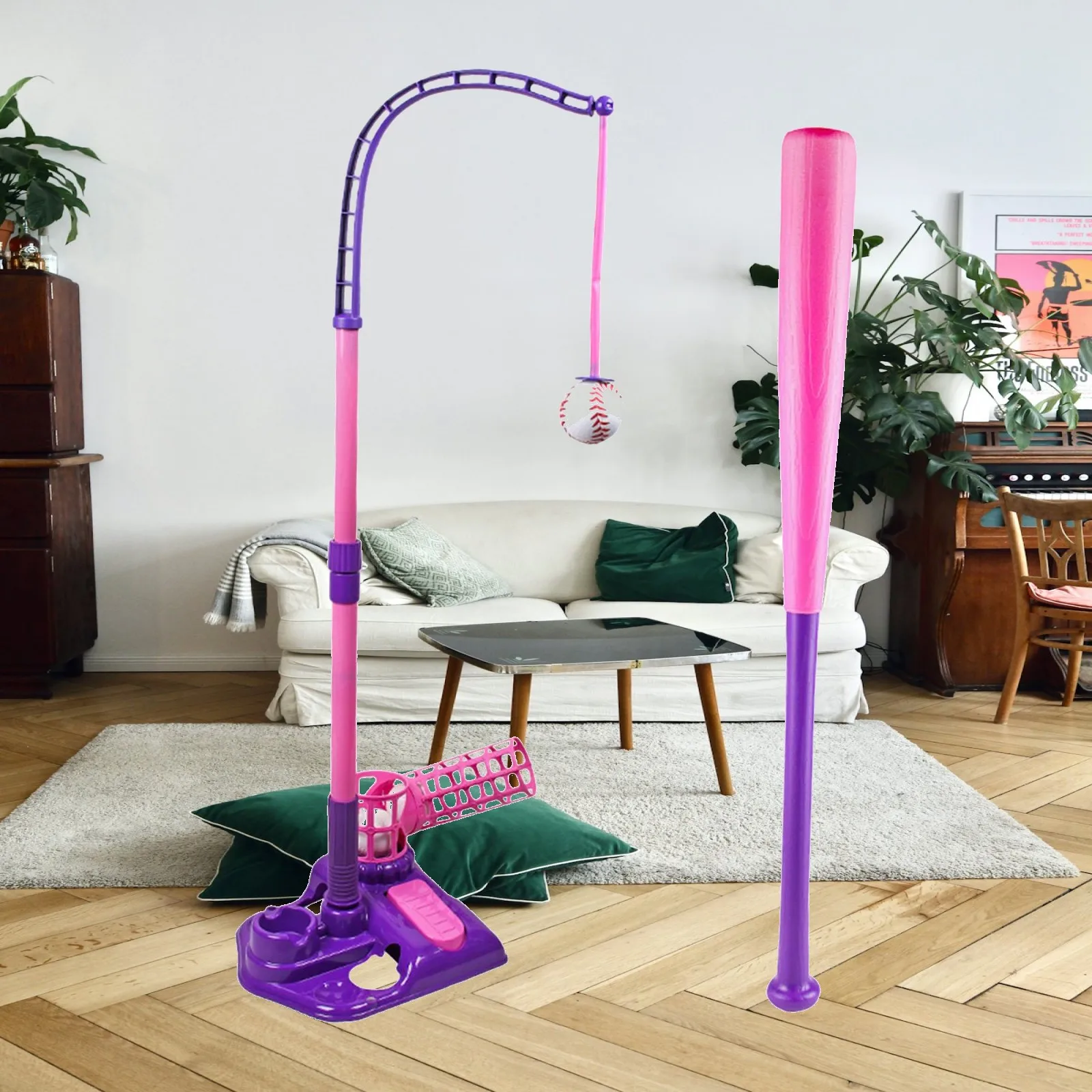 Kids Baseball Pitching Machine Baseball Thrower Playing Outdoor Sports Entertainment Baseball Toy for Aged 3-5 Years Old Kids