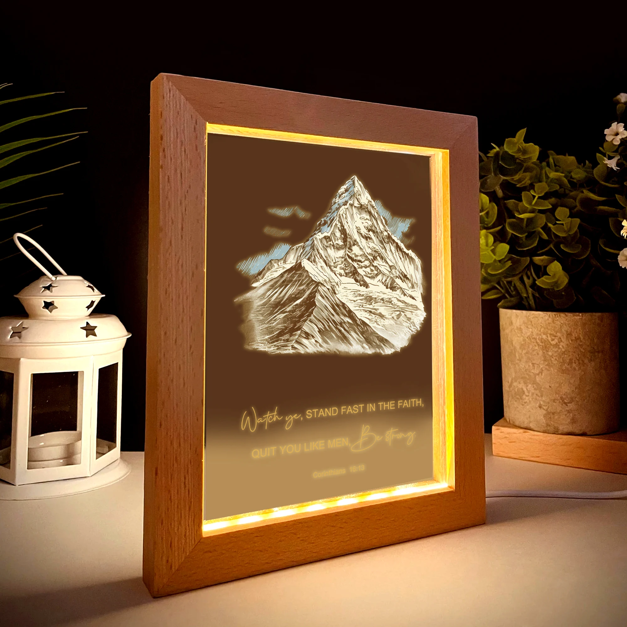 Gepersonaliseerde Bijbelverzen LED Nachtzicht Fotolijst Aangepaste Gift Familie Woonkamer Slaapkamer Eetkamer Woondecoratie