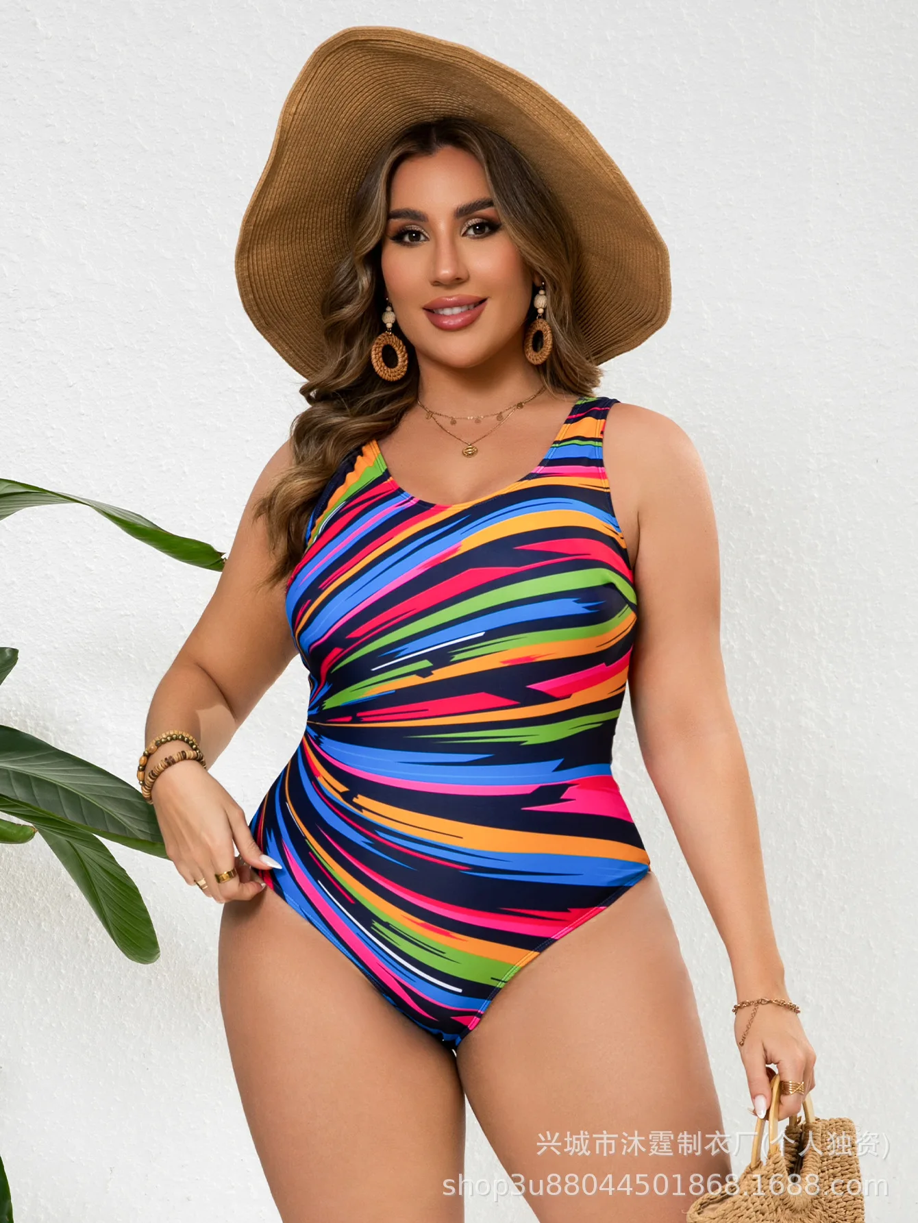 

Европейский и американский цельный купальник танкини больших размеров, облегающий и консервативный купальник для женщин