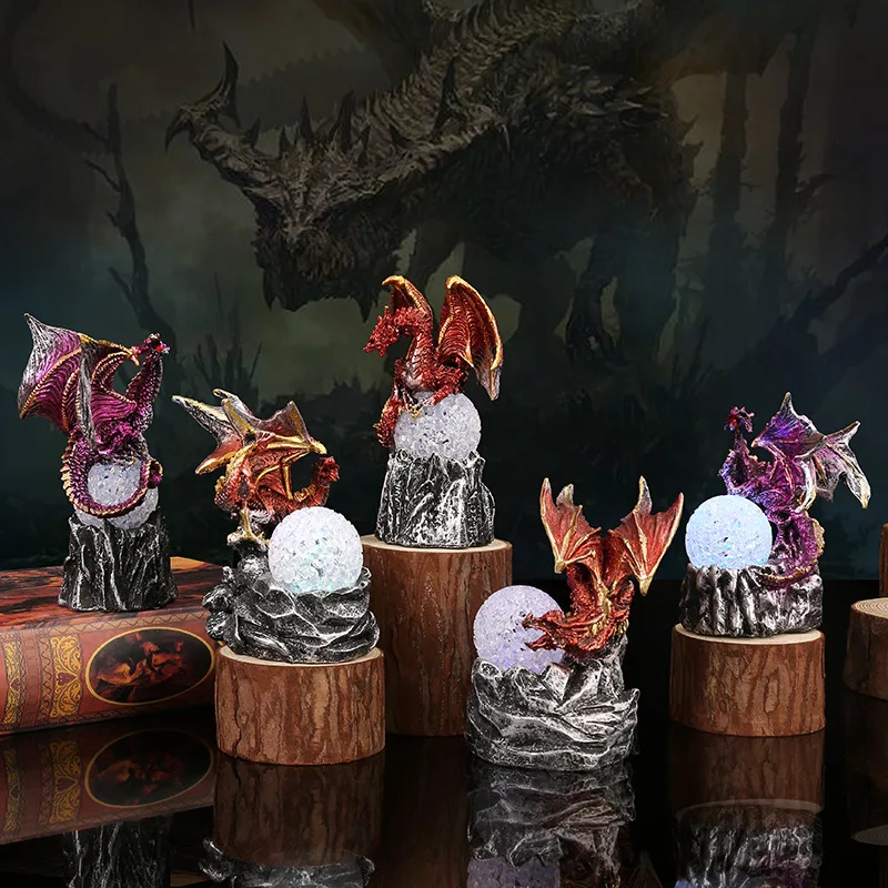 

Halloween Dragon Series Anime Action Figure Desk Resin Ornaments Statue Luminous Dinosaur Eggs Home ornament Decoration Gifts