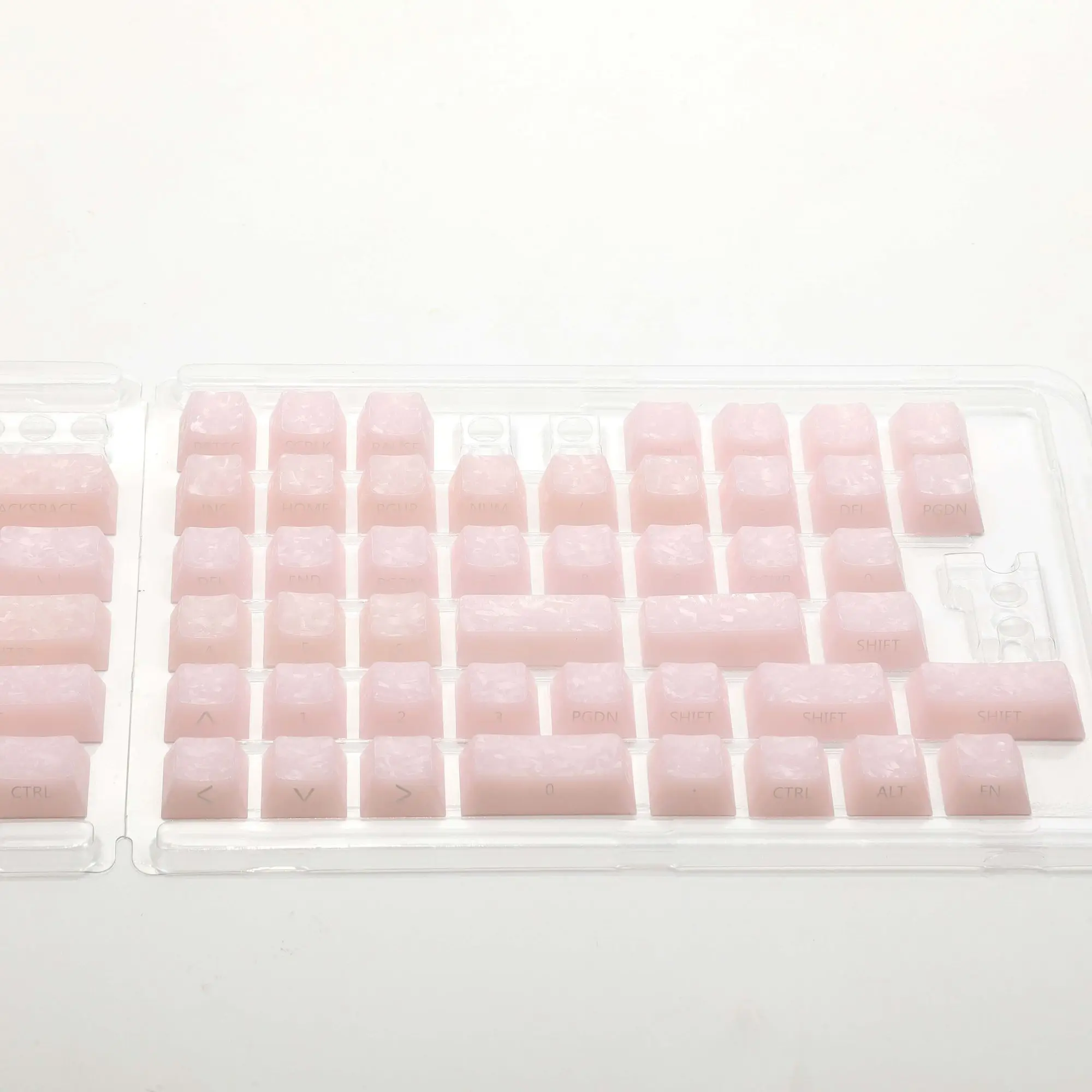 Full Set of Pink Carbon Fiber Keycaps PC Light Transmission Side Engraved Matte Texture Game Keycap for Mechanical Keyboard