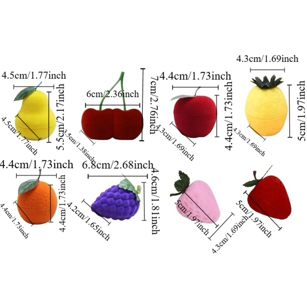 미니 충돌 방지 체리 목걸이 정리함 포도 딸기 과일 반지 상자 오렌지 파인애플 플로킹 보석 상자 프로포즈