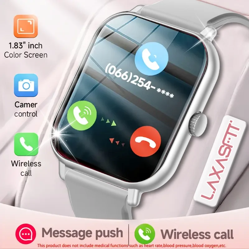 

LAXASFIT 1.85” Bluetooth Talk Smartwatch Men Women Full Touch Screen Sports Fitness Pedometer Smartwatch for Android iOS