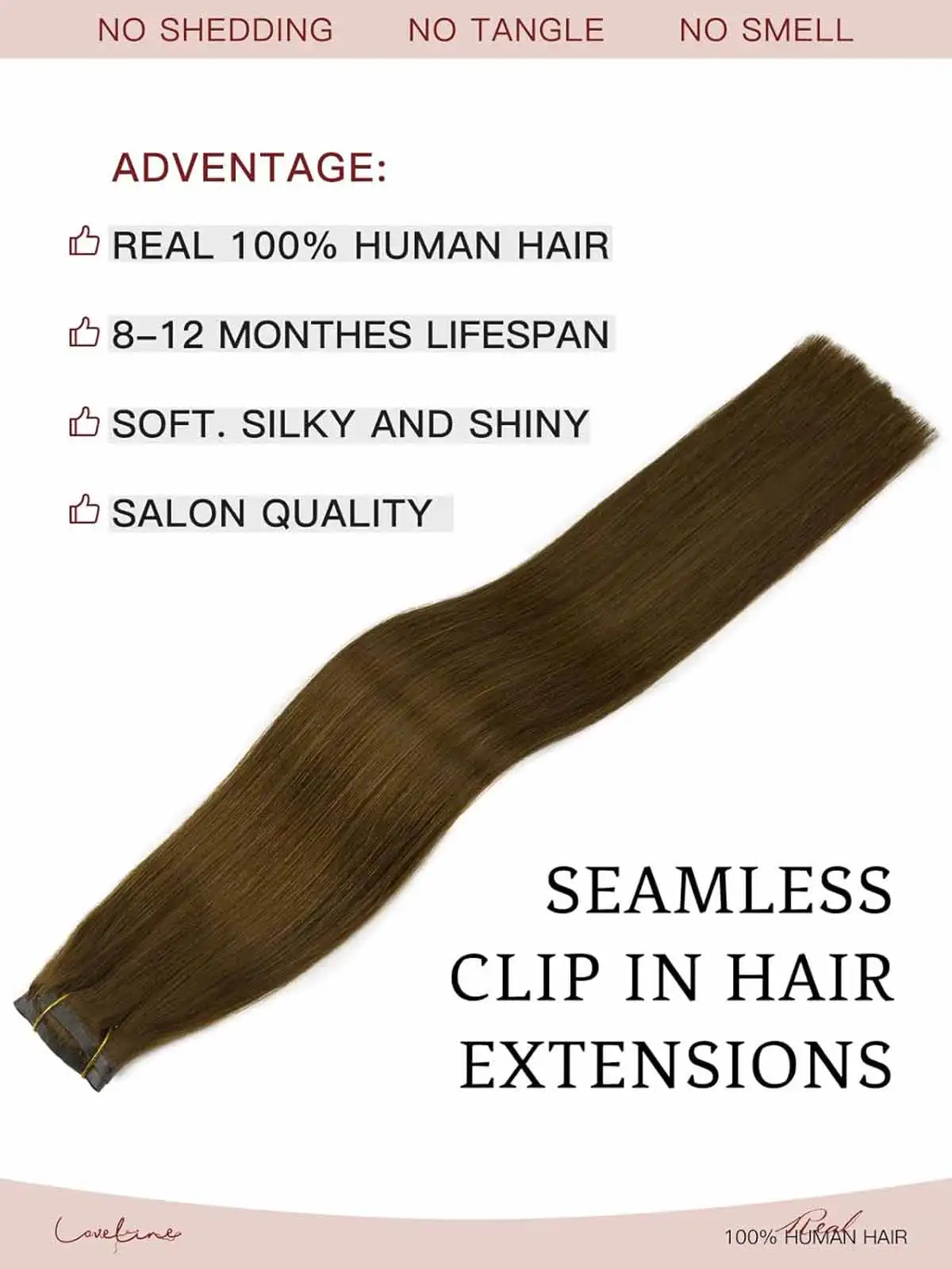 مشبك حافة Invisi في وصلات الشعر البشري 12A + مشبك سلس رفيع للغاية من البولي يوريثان 7 قطع Balayage بني داكن إلى بني كستنائي #4