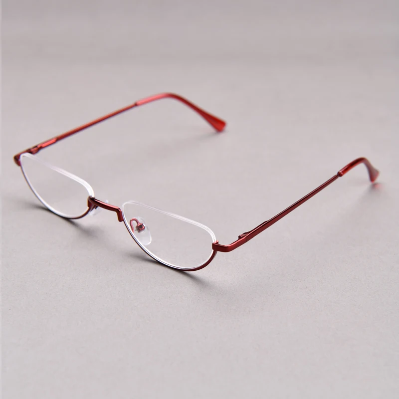 Halbrahmen-Lesebrille für Herren, hochwertige runde Legierung, Lupen, Brillenrezept, 0 bis +4, klare schmale Brille für Damen – Detail 9
