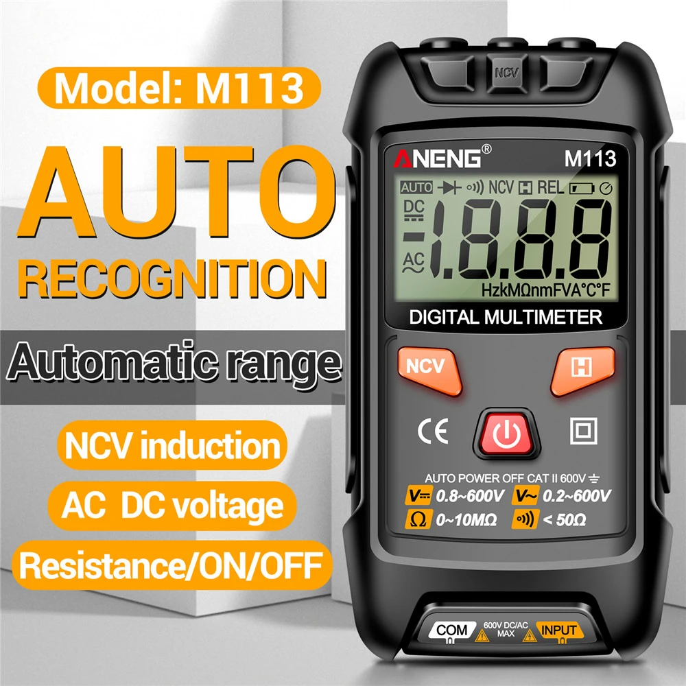 ANENG M113 1999 Counts Multimeter Inteligent Digital AC/DC Voltage Meter Resistance Detector Ohm NCV Multifunction Tester Tool